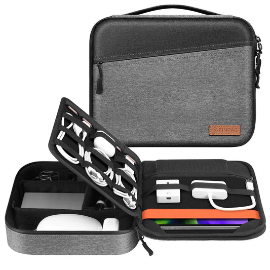 Electronic Organizer Bag, FINPAC Portable Accessories Storage for Cable/Cord/Charger/USB/SD Card, Portfolio Tablet Sleeve Carrying Case for iPad Pro 12.9''/11/10.2" iPad/10.5" iPad Air/9.7" iPad